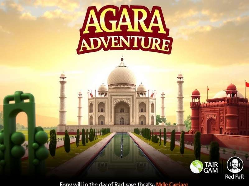Agra Adventure Main Cover Agra Adventure Game Cover featuring Taj Mahal and Red Fort